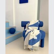 Maison Deux Swirl - Cobalt White | Large Reversible Wool Throw gallery detail image