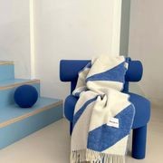 Maison Deux Swirl - Cobalt White | Large Reversible Wool Throw gallery detail image