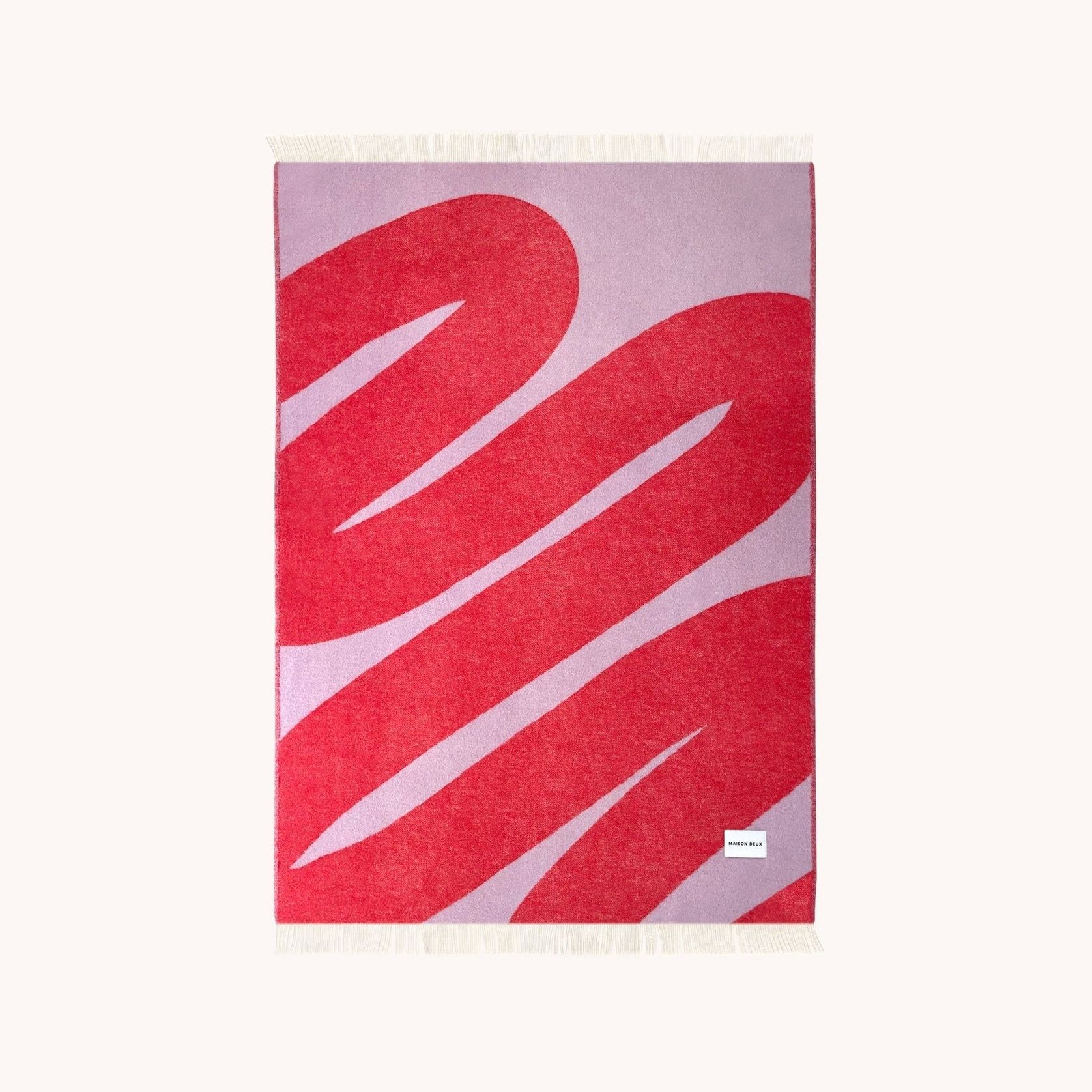 Maison Deux Swirl Reversible NZ Wool Throw – Lilac Scarlet gallery detail image