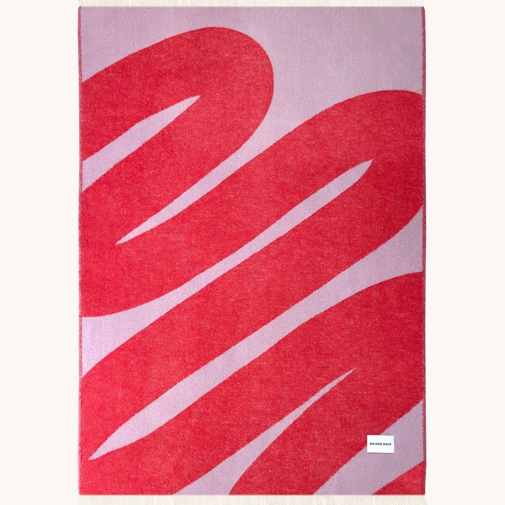 Maison Deux Swirl Lilac Scarlet | Large Reversible Wool Throw gallery detail image