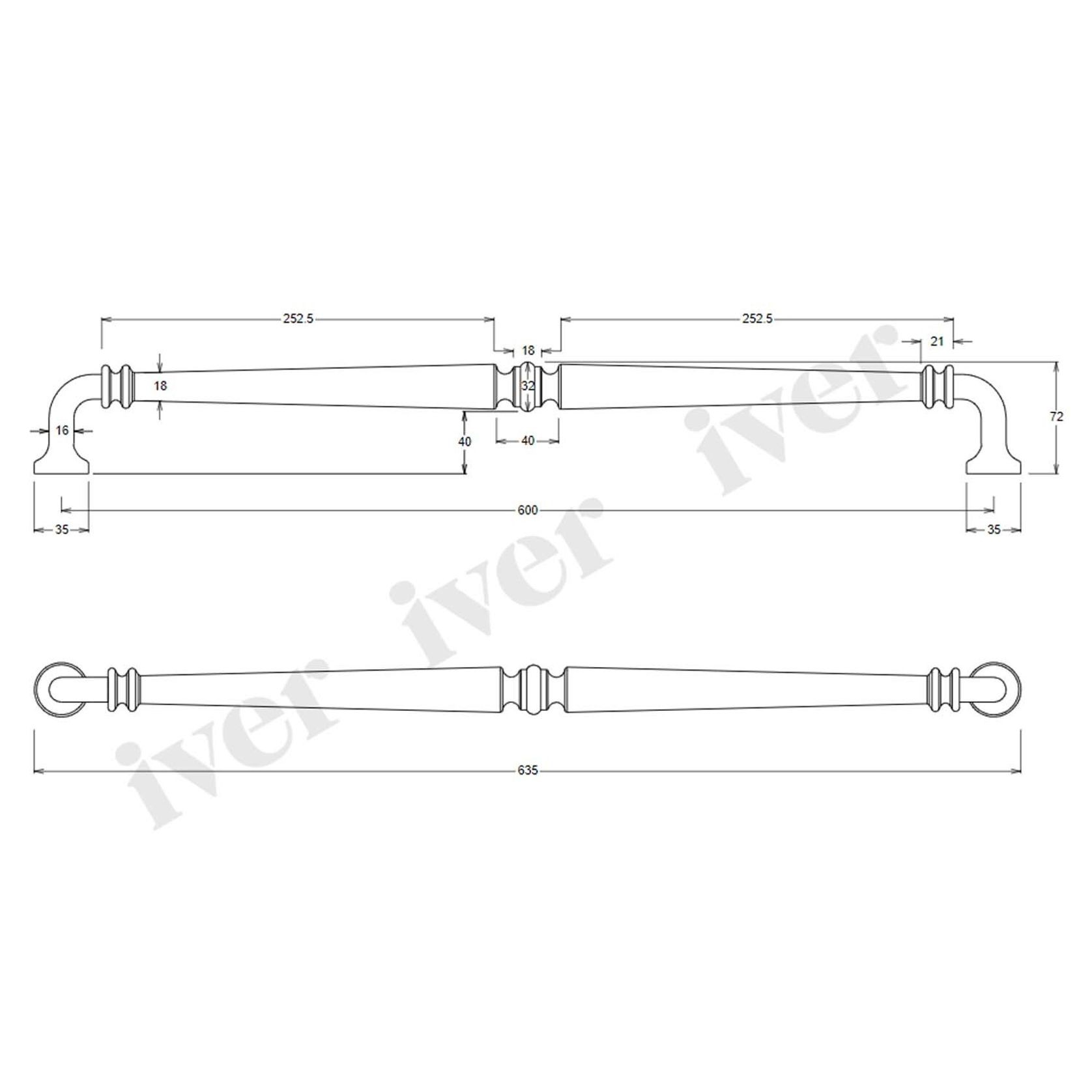 Iver Sarlat Door Pull Handle Polished Nickel 635mm x 72mm 20057 gallery detail image