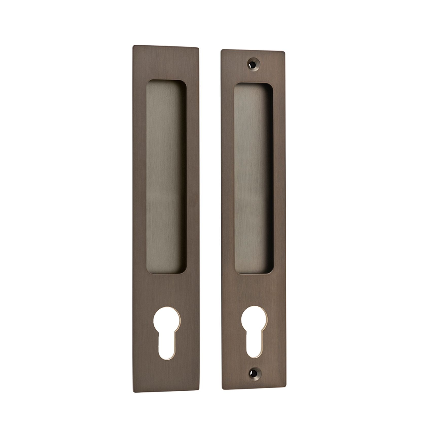 Iver Rectangular Flush Pull Euro Lock Signature Brass for Sliding Doors 21411E *Pair* gallery detail image