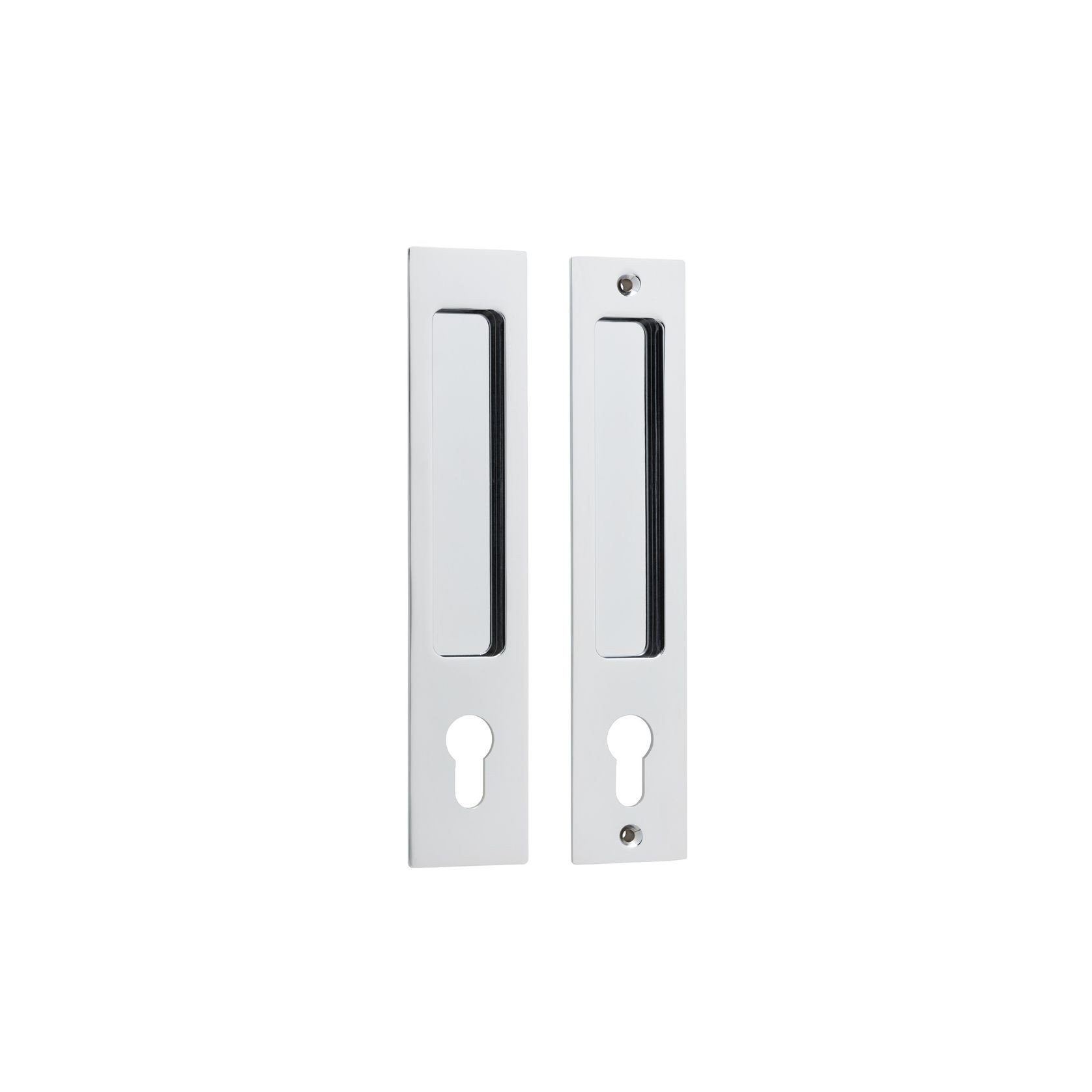Iver Rectangular Flush Pull Euro Lock Polished Chrome for Sliding Doors 21414E *Pair* gallery detail image