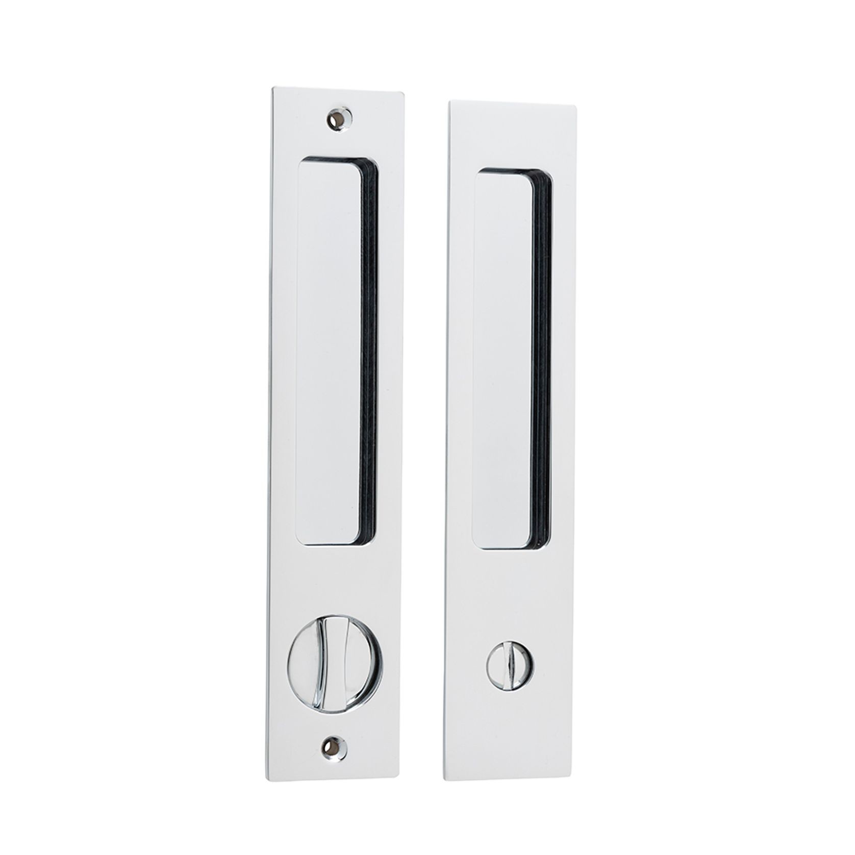 Iver Sliding Door Flush Pull Rectangular Privacy Polished Chrome Pair 21414P gallery detail image