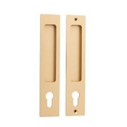Iver Rectangular Flush Pull Euro Lock Brushed Brass for Sliding Doors 21416E *Pair* gallery detail image