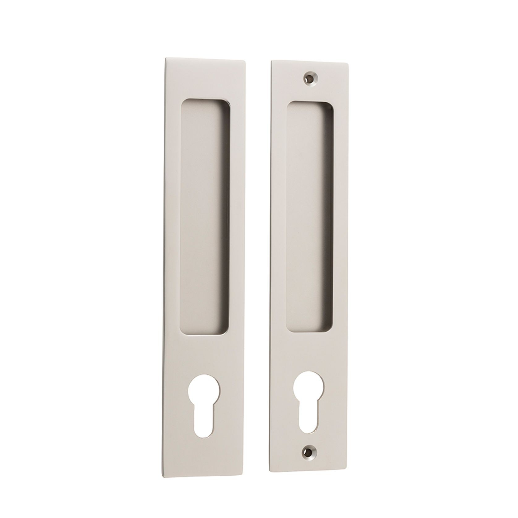 Iver Rectangular Flush Pull Euro Lock Satin Nickel for Sliding Doors 21419E *Pair* gallery detail image