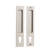Iver Rectangular Flush Pull Euro Lock Satin Nickel for Sliding Doors 21419E *Pair* gallery detail image