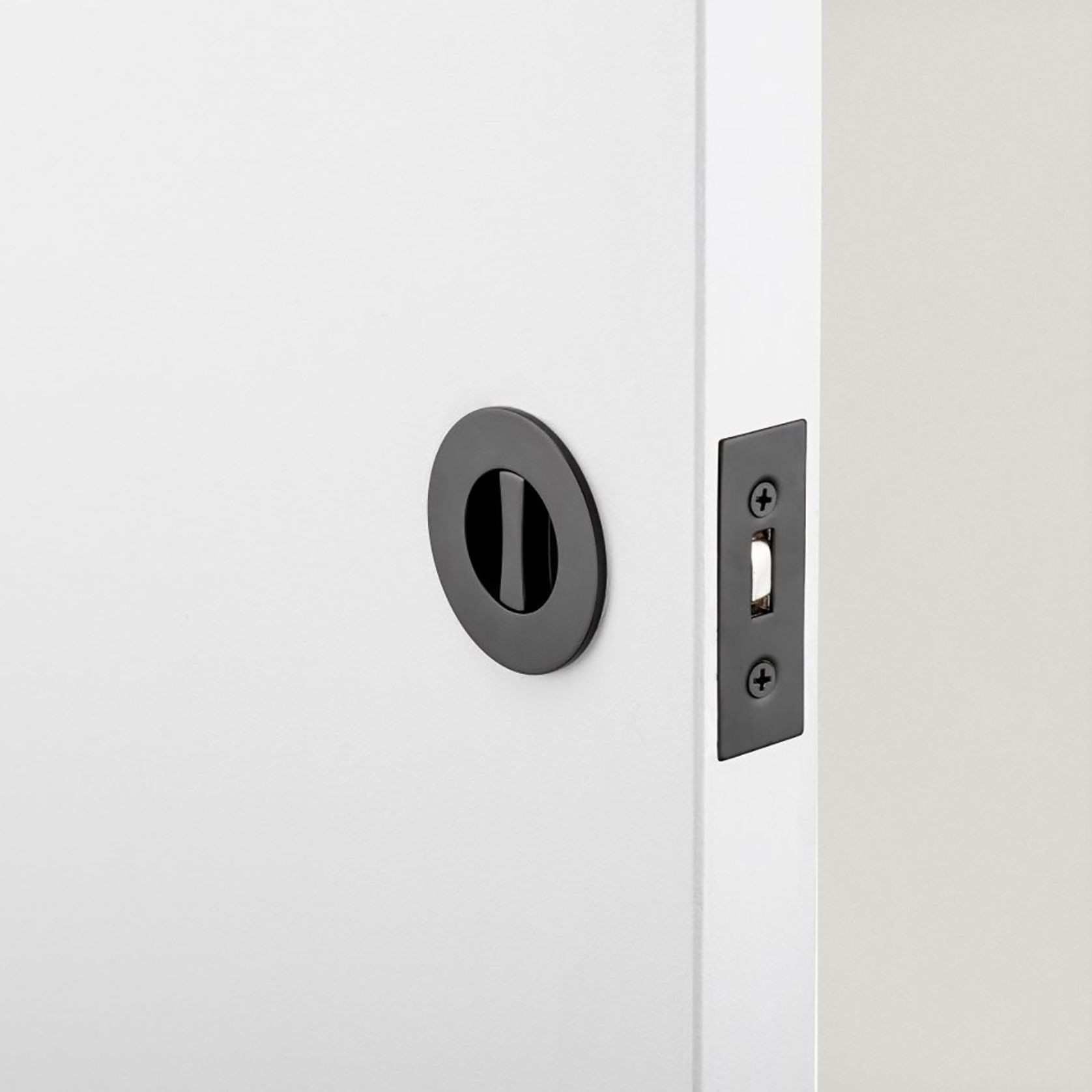 Iver Sliding Door Pull Round Privacy Matt Black 21433 *Pair* gallery detail image