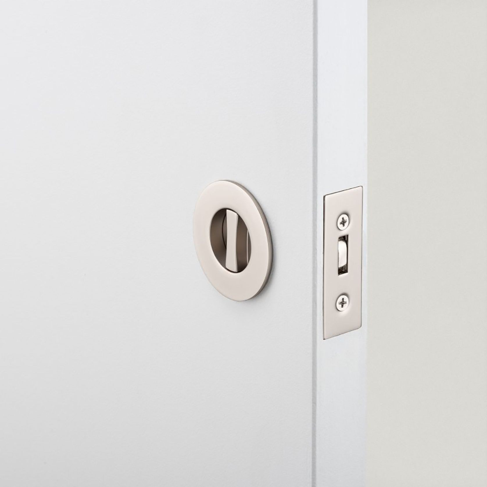 Iver Sliding Door Pull Round Privacy Satin Nickel 21439 *Pair* gallery detail image