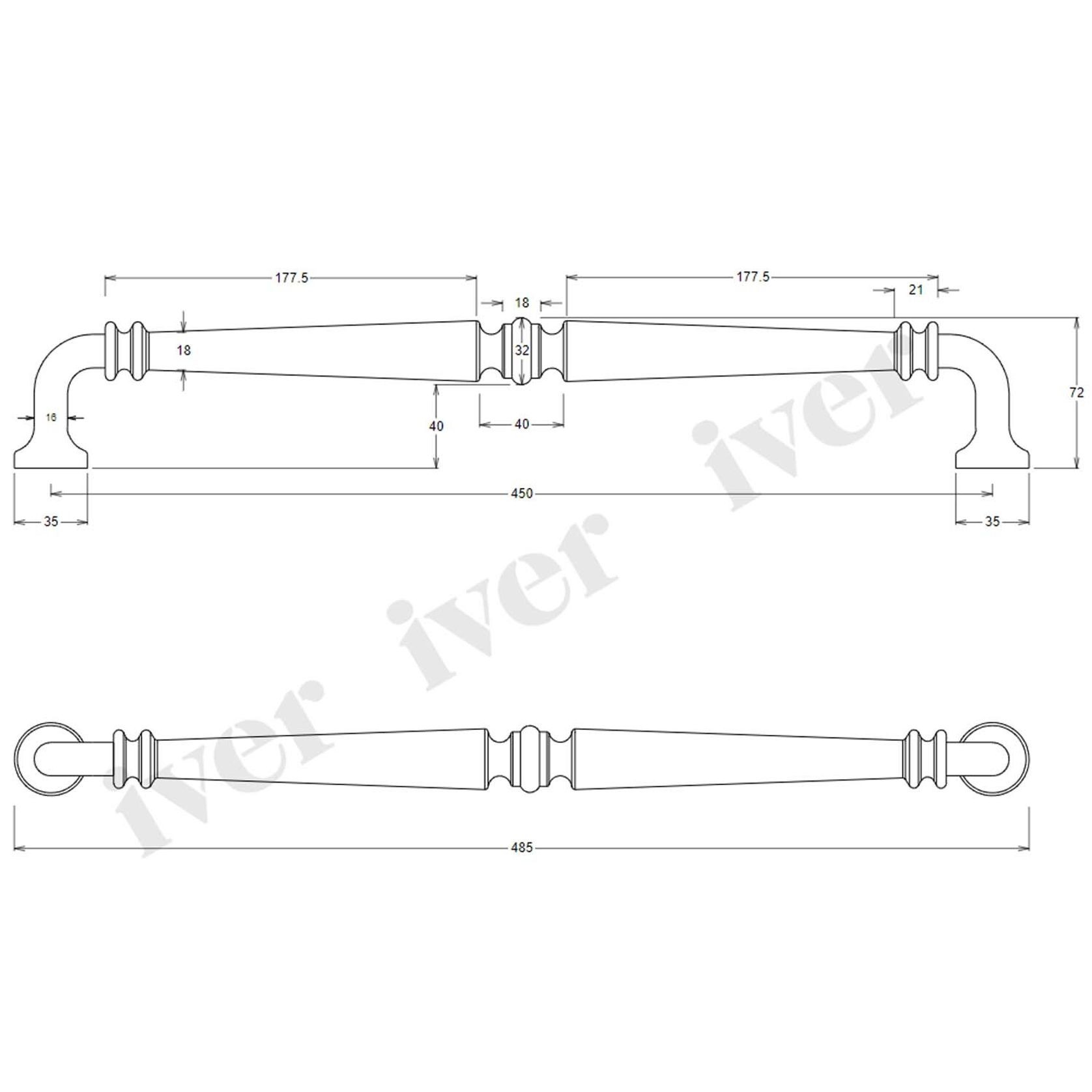 Iver Sarlat Door Pull Handle 487mm x 72mm Brushed Brass 9363 gallery detail image