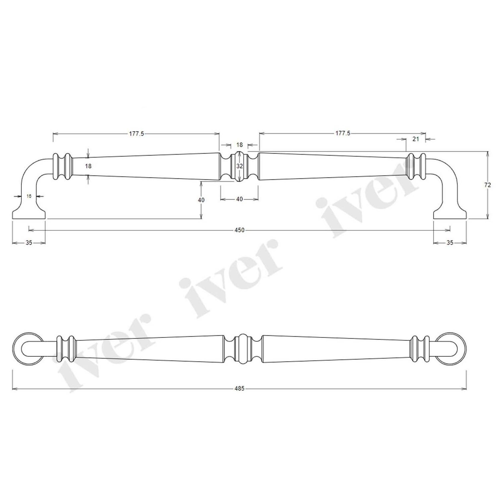 Iver Sarlat Door Pull Handle Signature Brass 487mm x 72mm 9381 gallery detail image