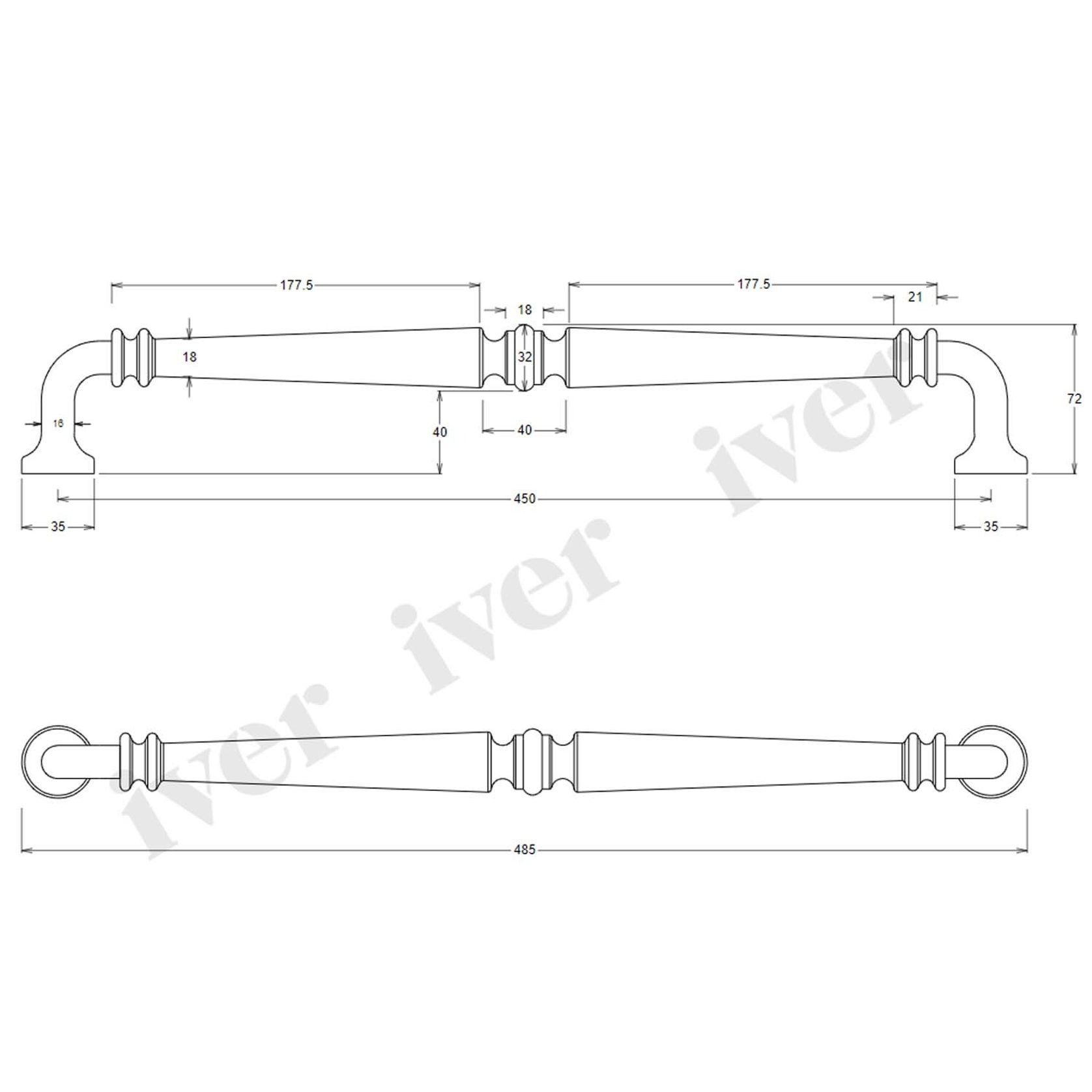Iver Sarlat Door Pull Handle 487mm x 72mm Polished Nickel 9388 gallery detail image