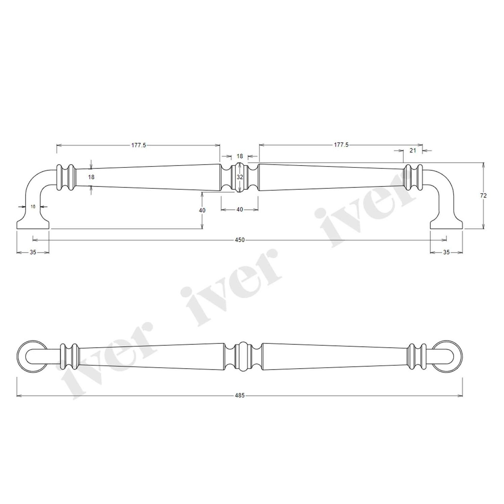 Iver Sarlat Door Pull Handle Satin Nickel 487mmx72mm 9389 gallery detail image