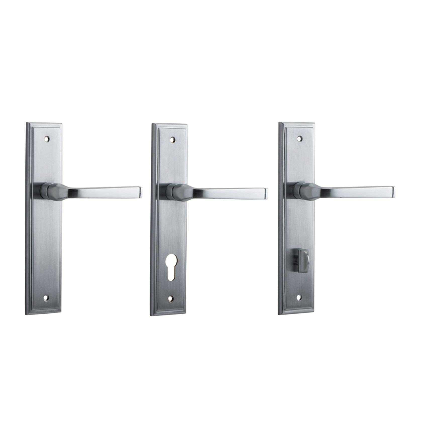 Iver Annecy Door Lever on Stepped Backplate Brushed Chrome - Customise to your needs gallery detail image
