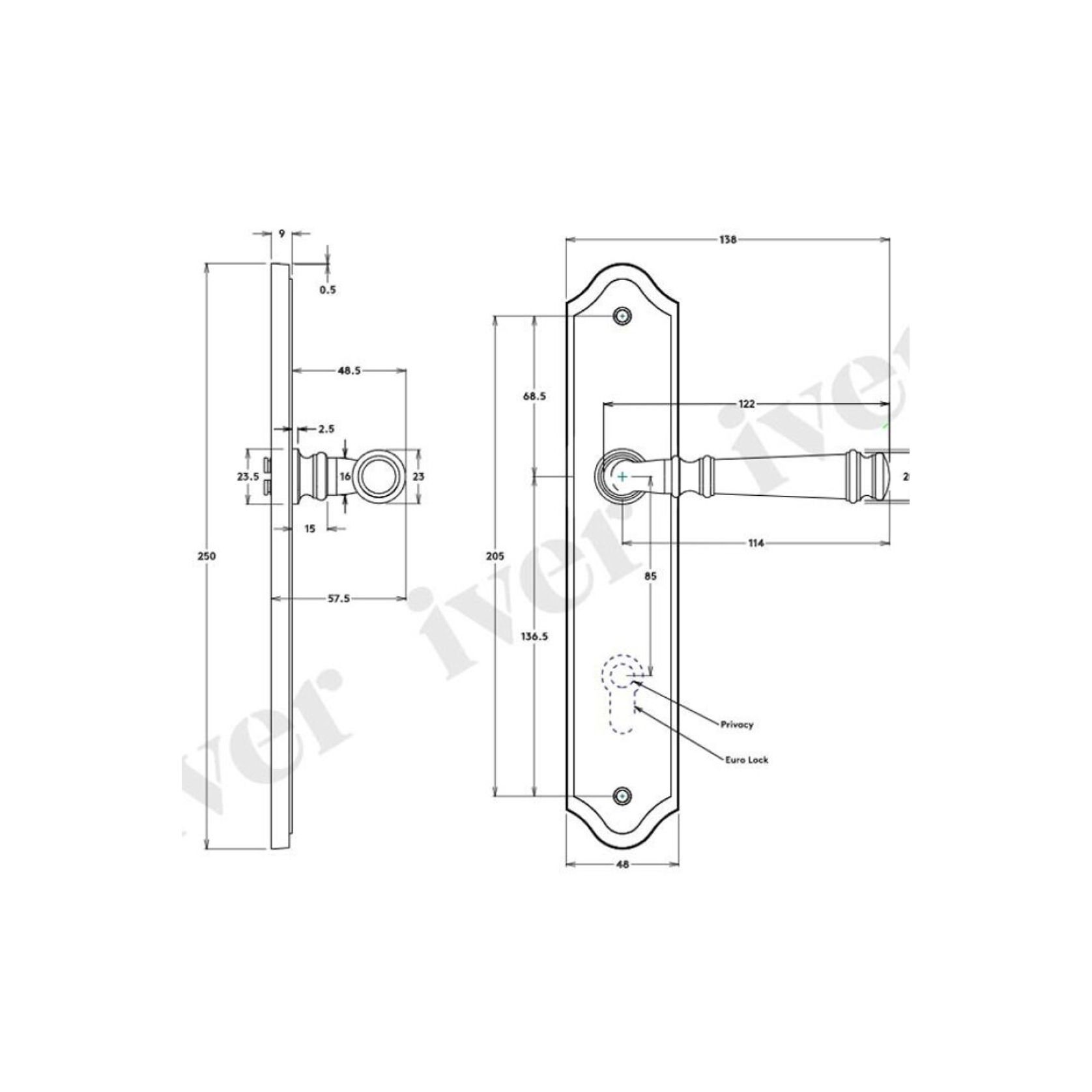 Iver Verona Door Lever on Shouldered Backplate Brushed Chrome - Customise to your needs gallery detail image