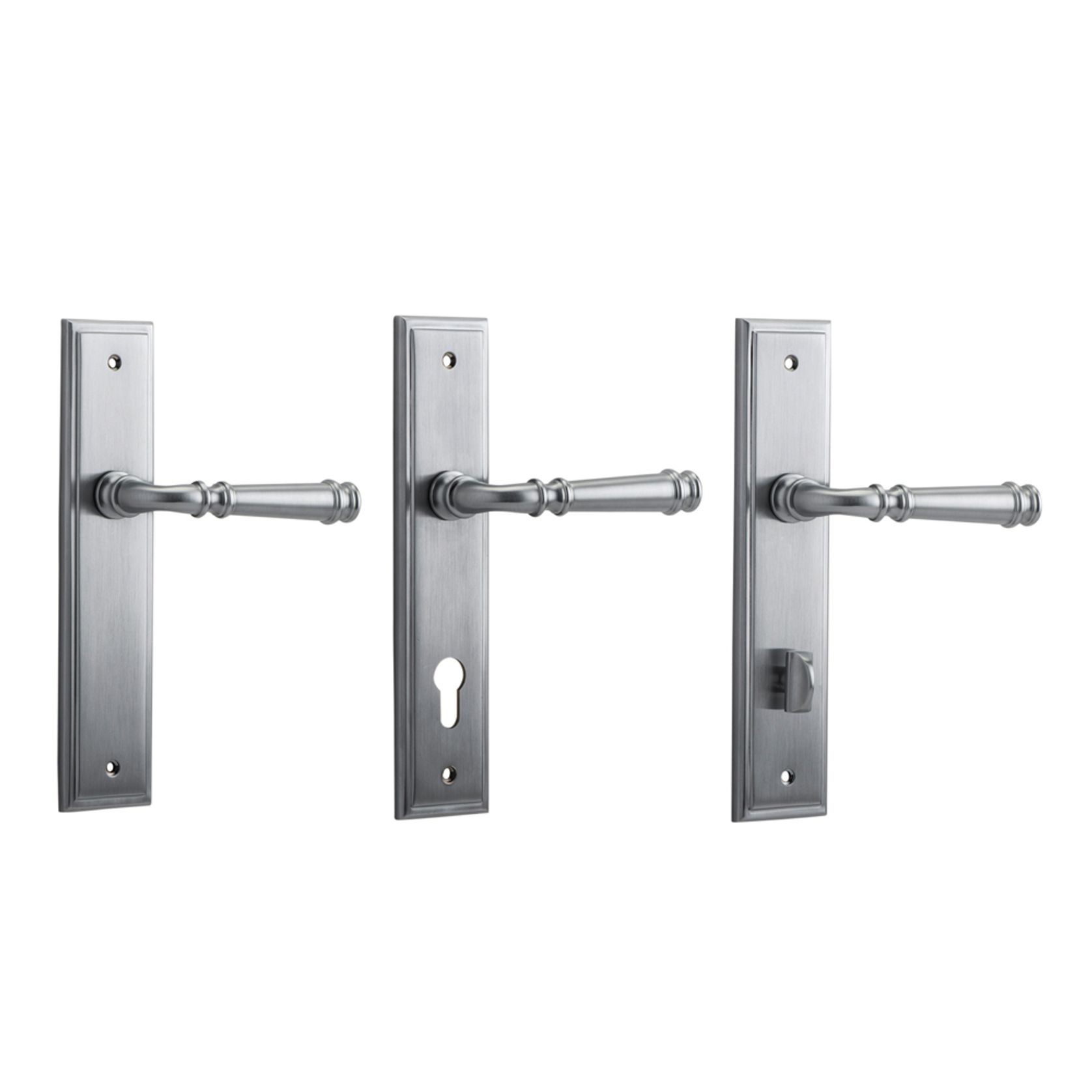 Iver Verona Door Lever on Stepped Backplate Brushed Chrome - Customise to your needs gallery detail image