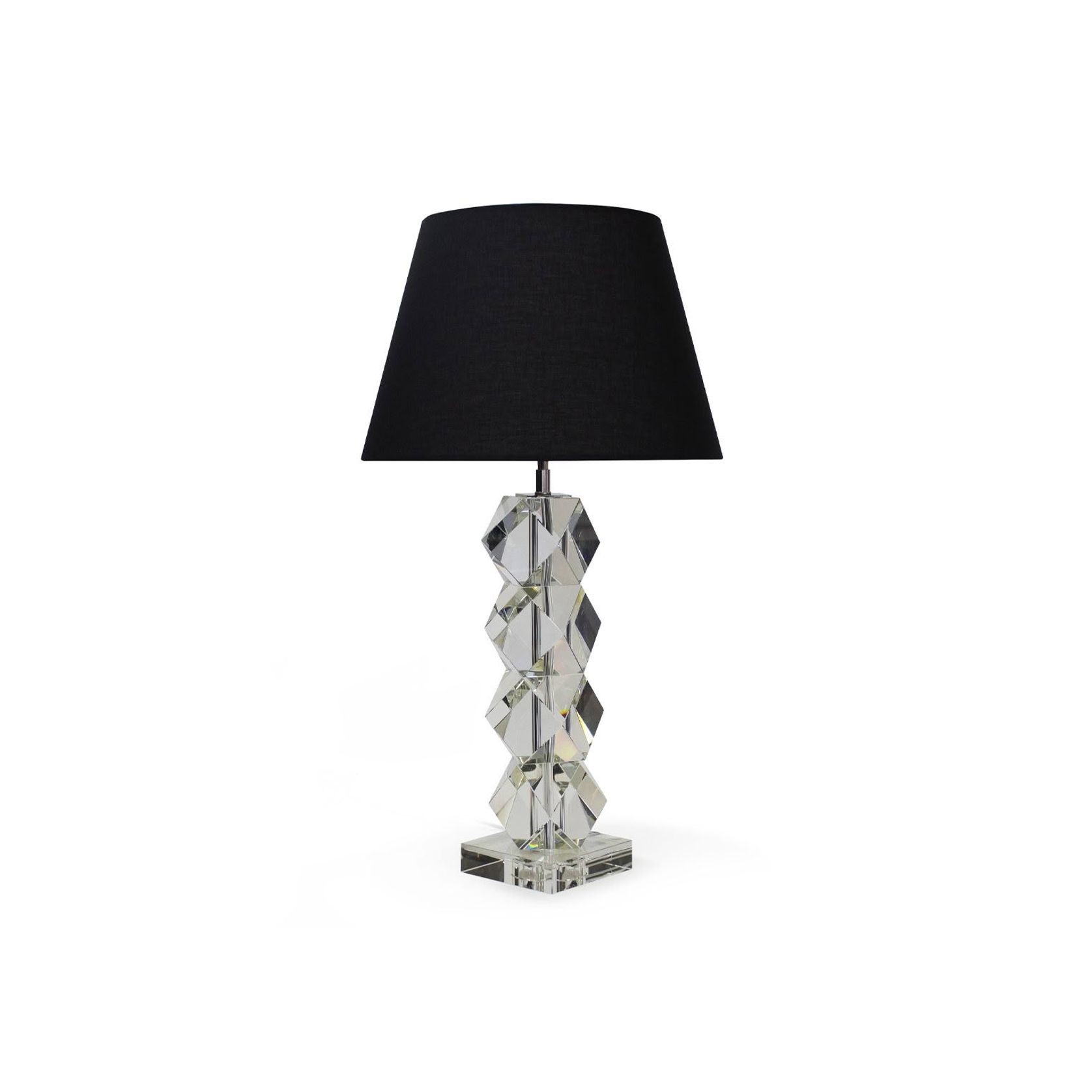 Rialto Table Lamp - Crystal With Black Linen Shade gallery detail image