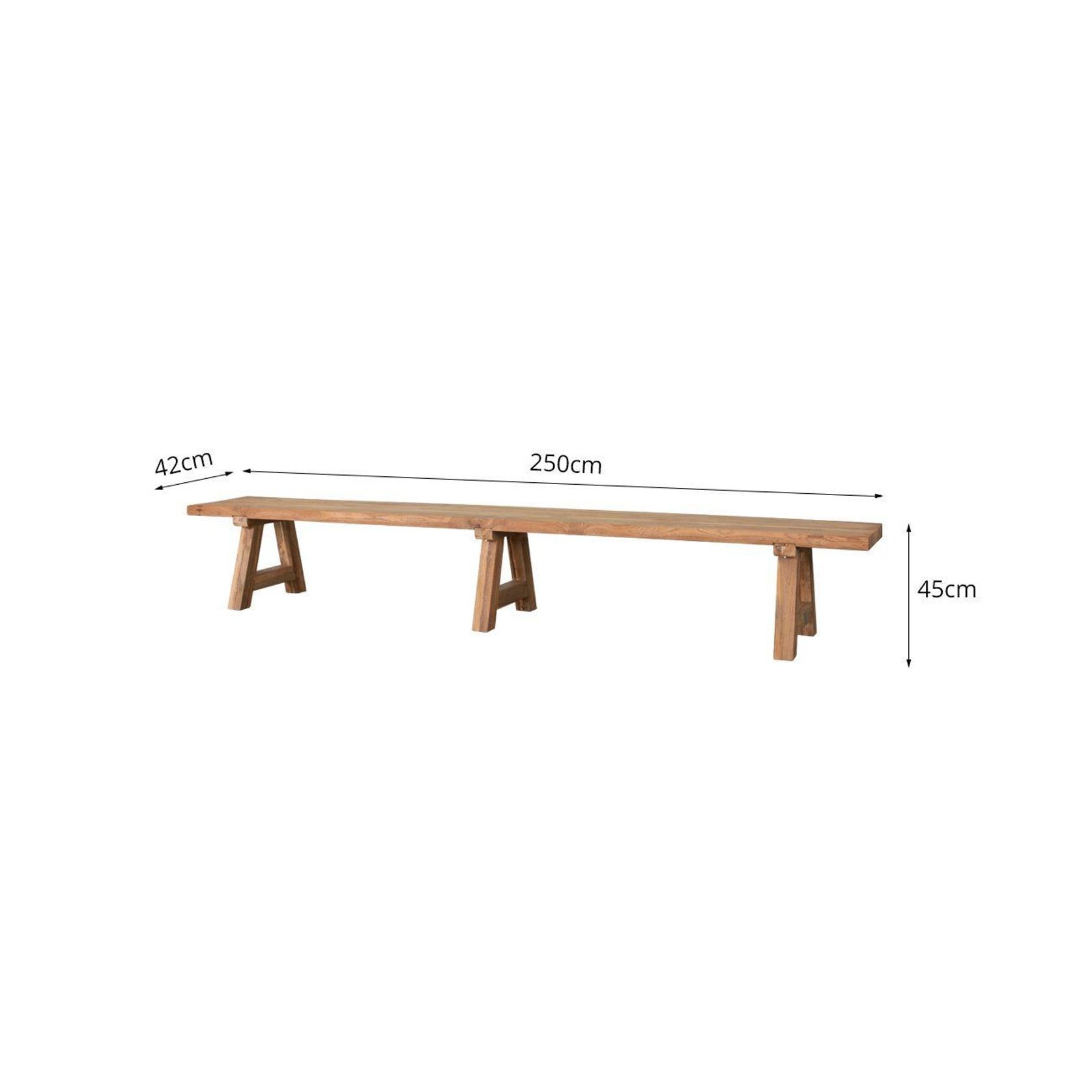 Stalwart Teak A Frame Dining Bench Seat 250 x 42cm gallery detail image