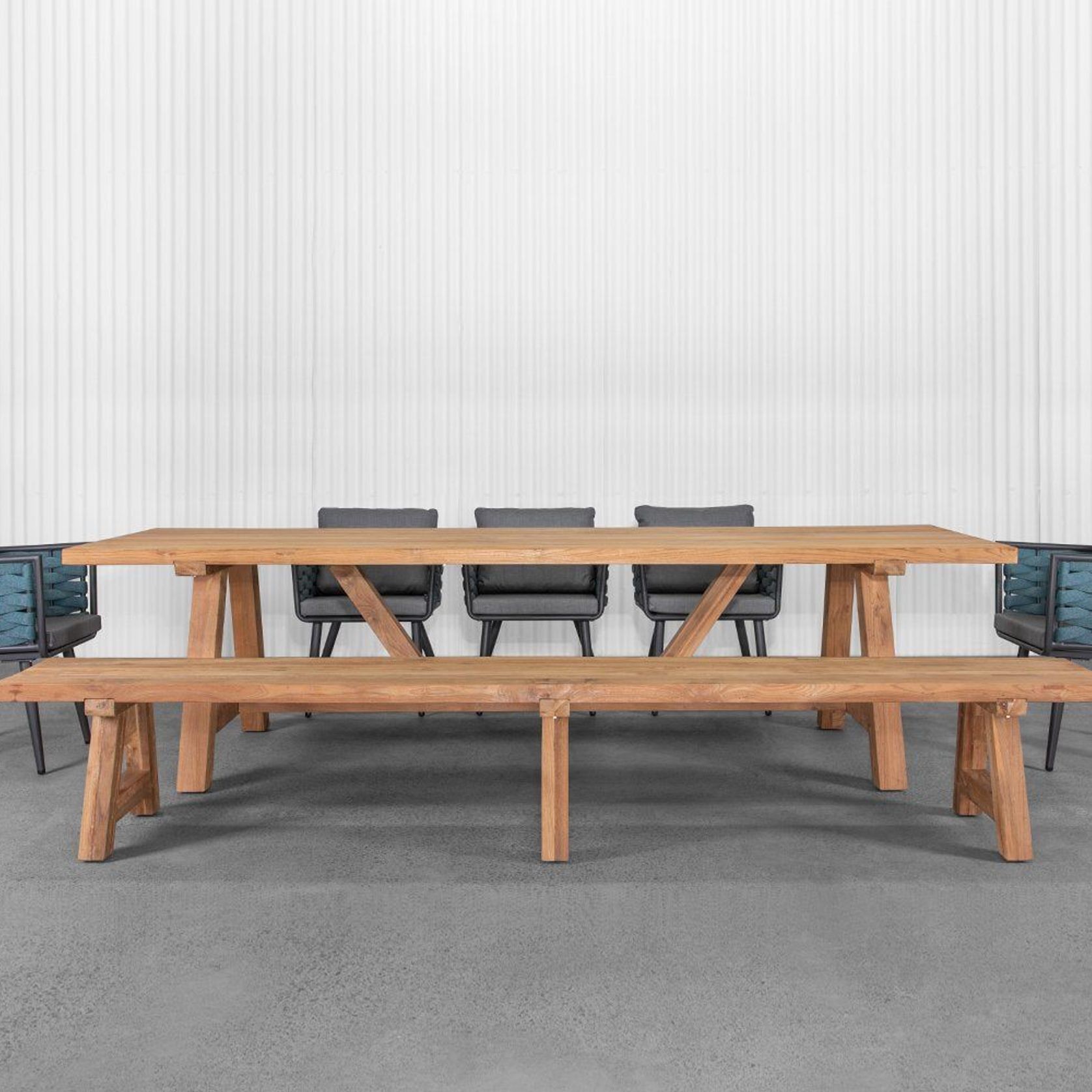 Stalwart Teak A Frame Dining Bench Seat 300cm gallery detail image
