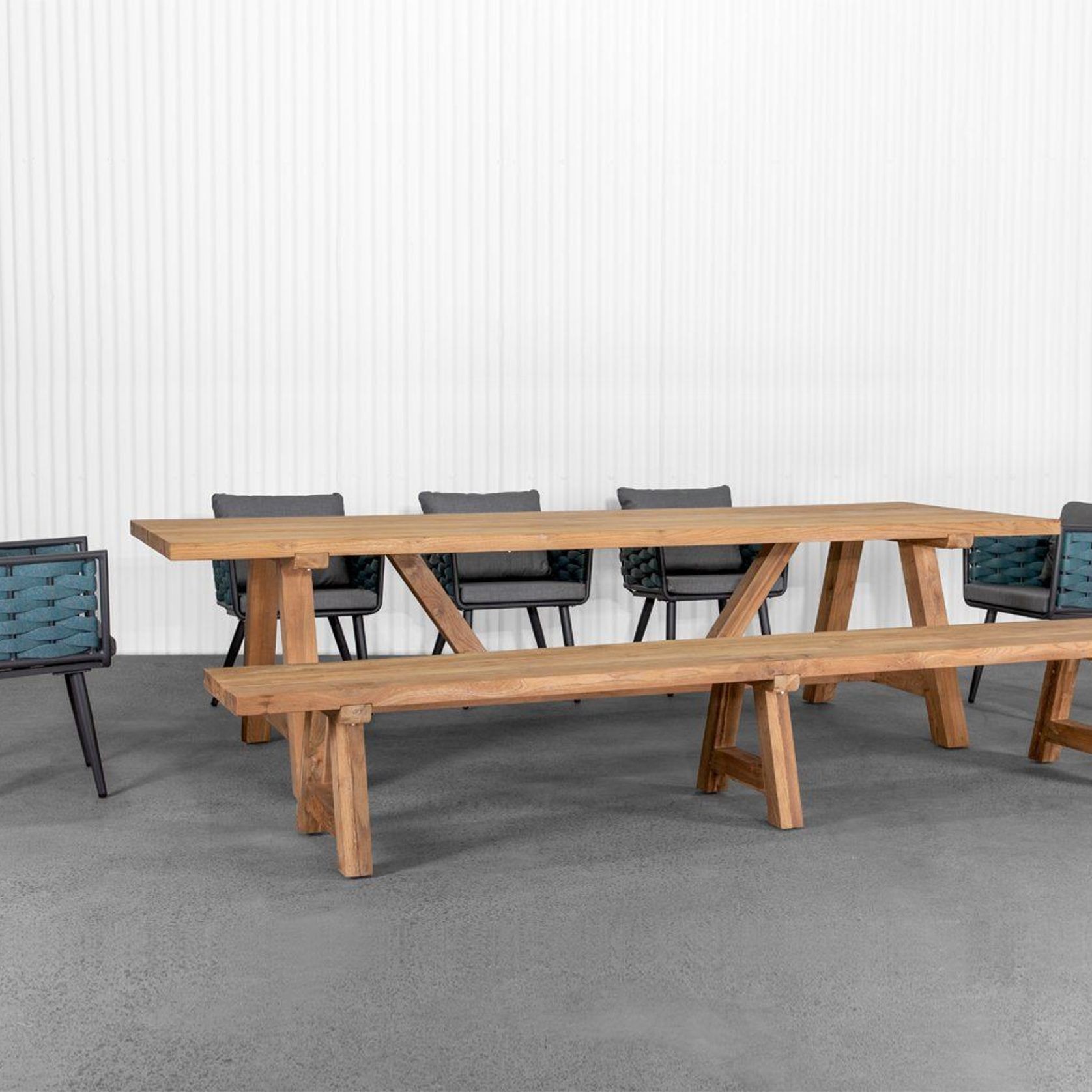 Stalwart Teak A Frame Dining Bench Seat 300cm gallery detail image