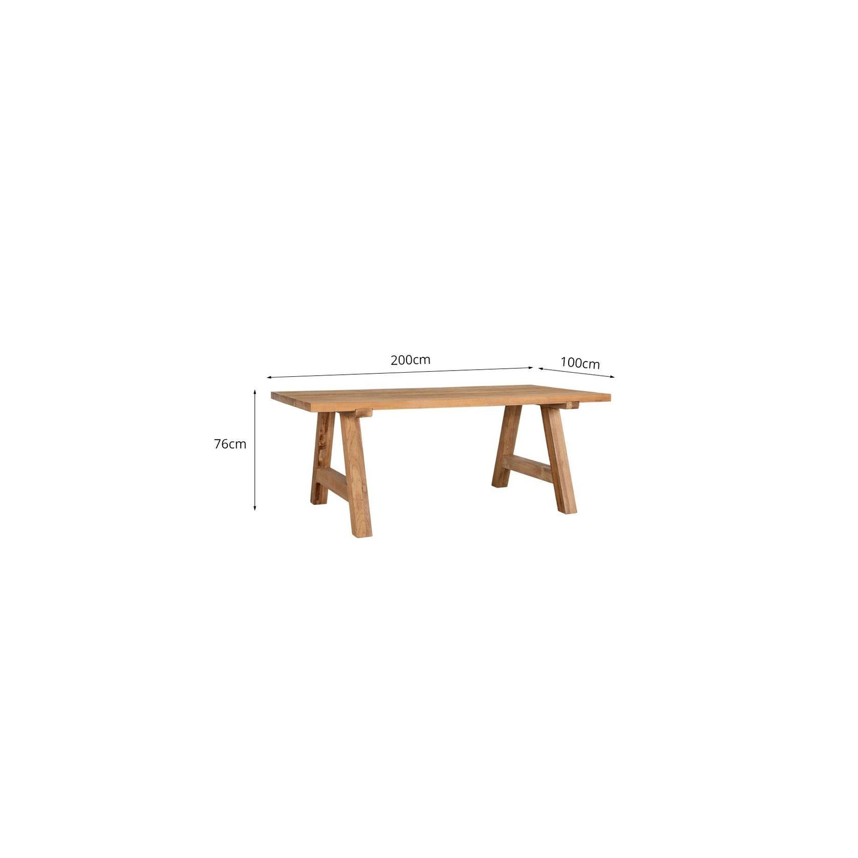 Stalwart Teak A Frame Dining Table 200 X 100cm gallery detail image