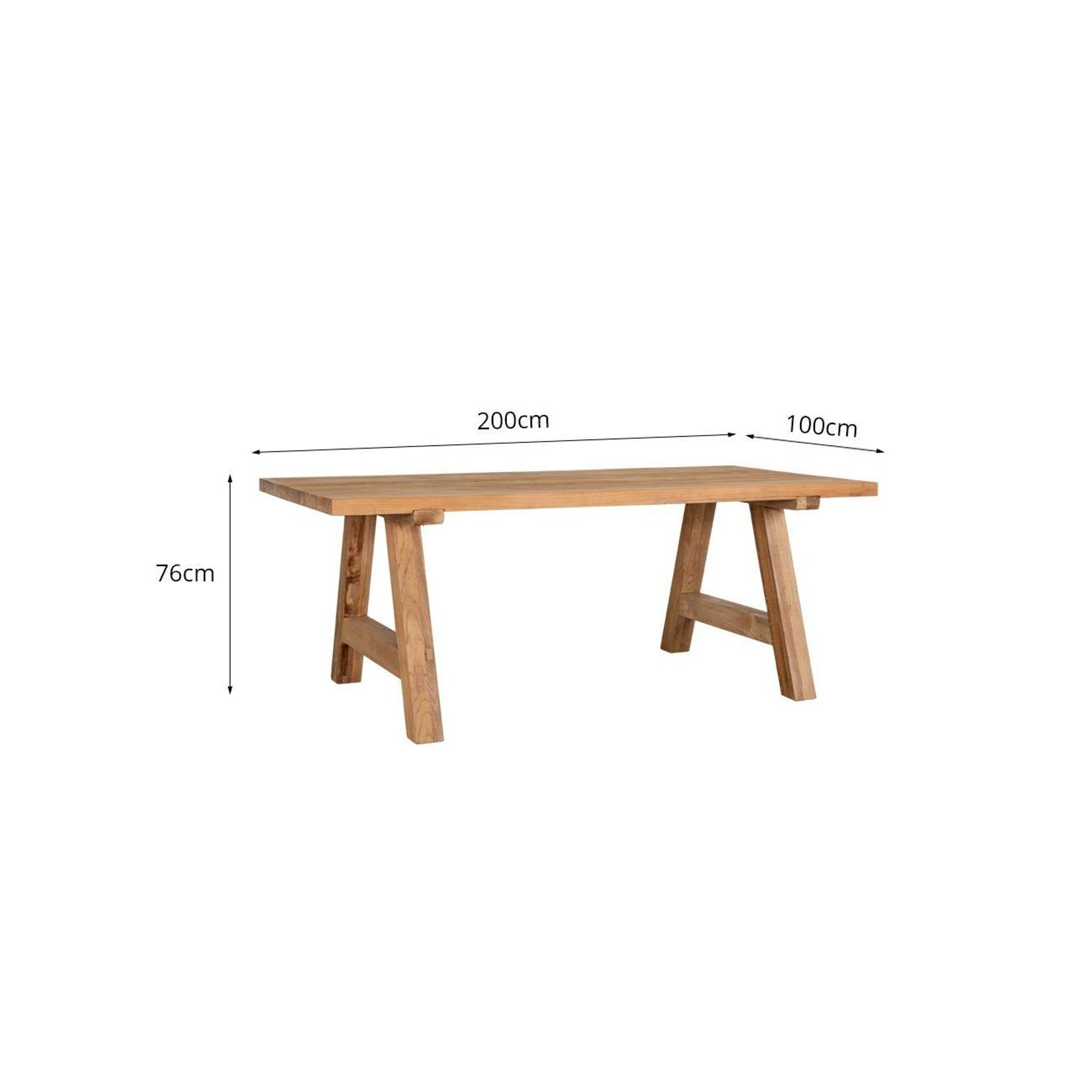 Stalwart Teak A Frame Dining Table 200 X 100cm gallery detail image