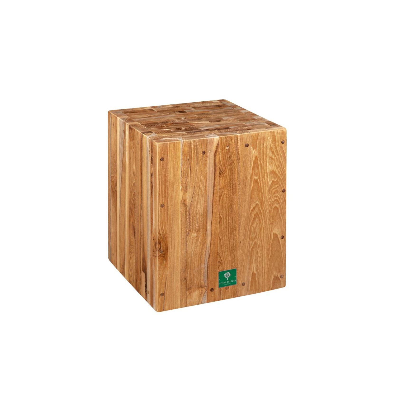 Teak Cube Stool gallery detail image