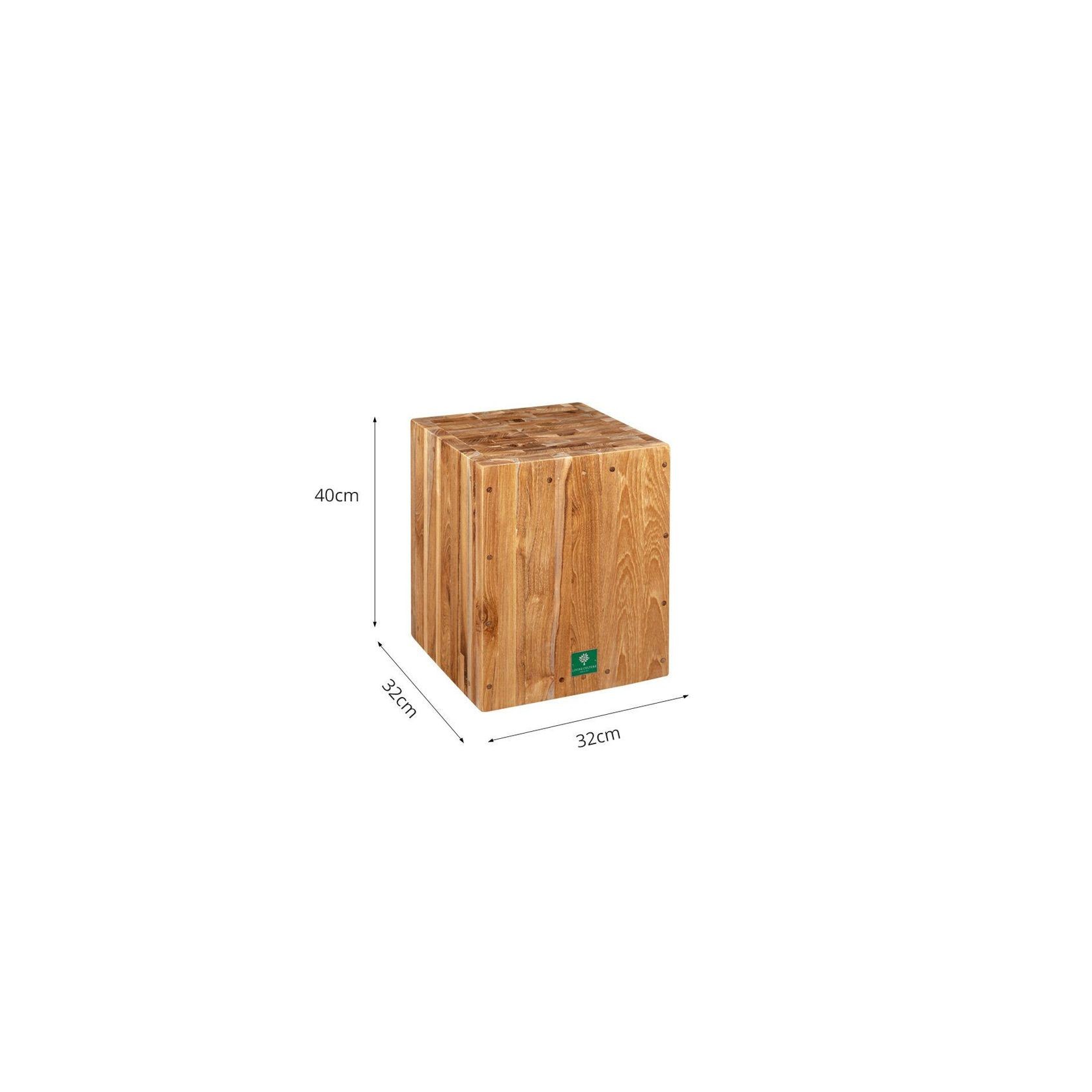 Teak Cube Stool gallery detail image