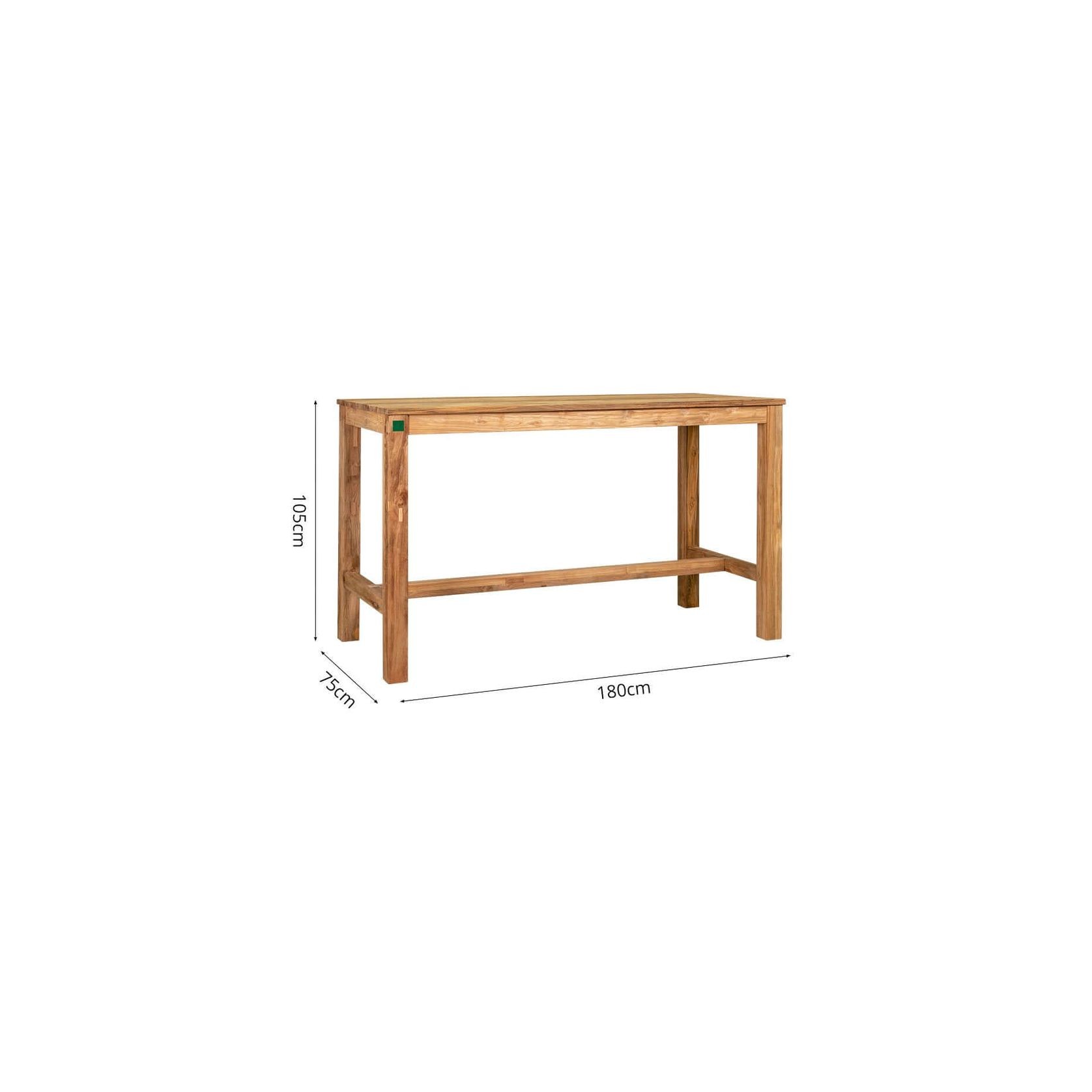 Teak Outdoor Rectangular Bar Leaner Table 180 X 75 X 105cm gallery detail image