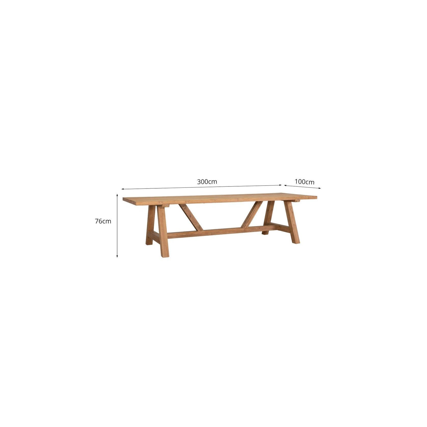 Stalwart Teak Trestle Dining Table 300cm gallery detail image