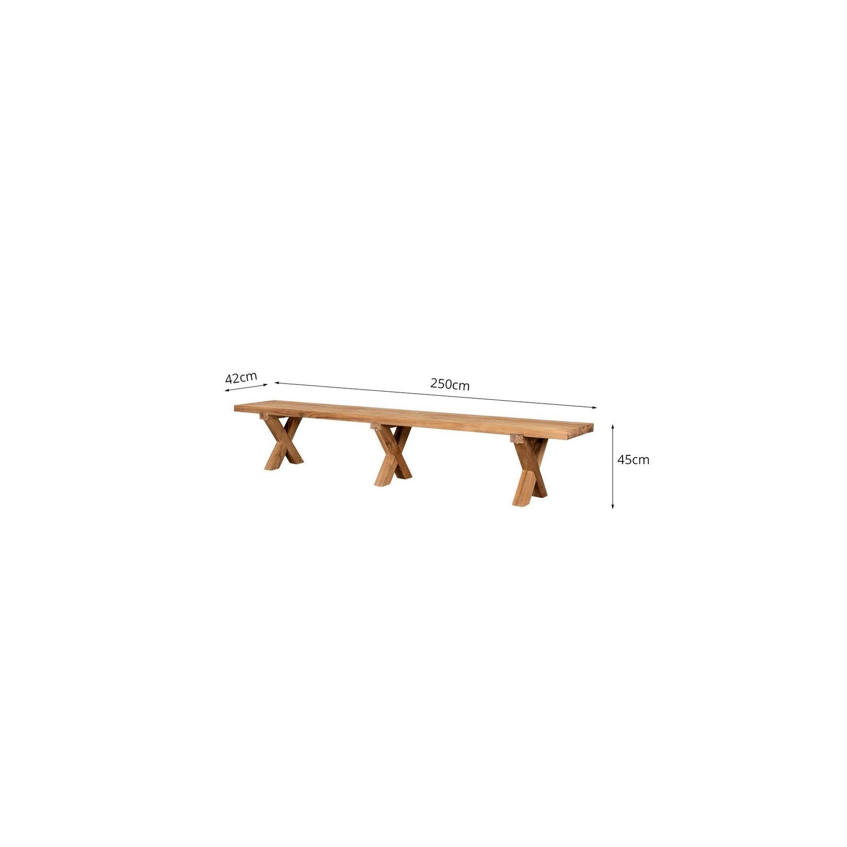 Sovereign Teak X Leg Bench - 250cm gallery detail image