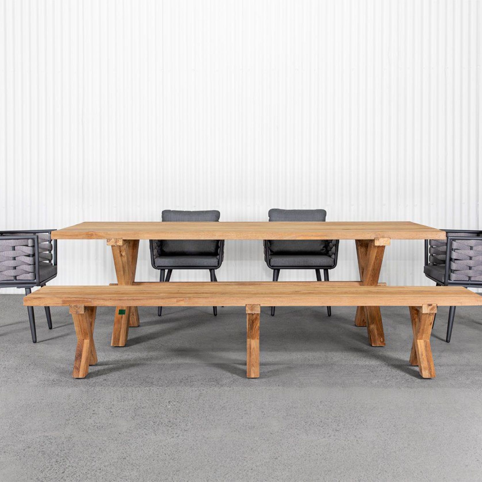 Sovereign Teak X Leg Bench - 250cm gallery detail image