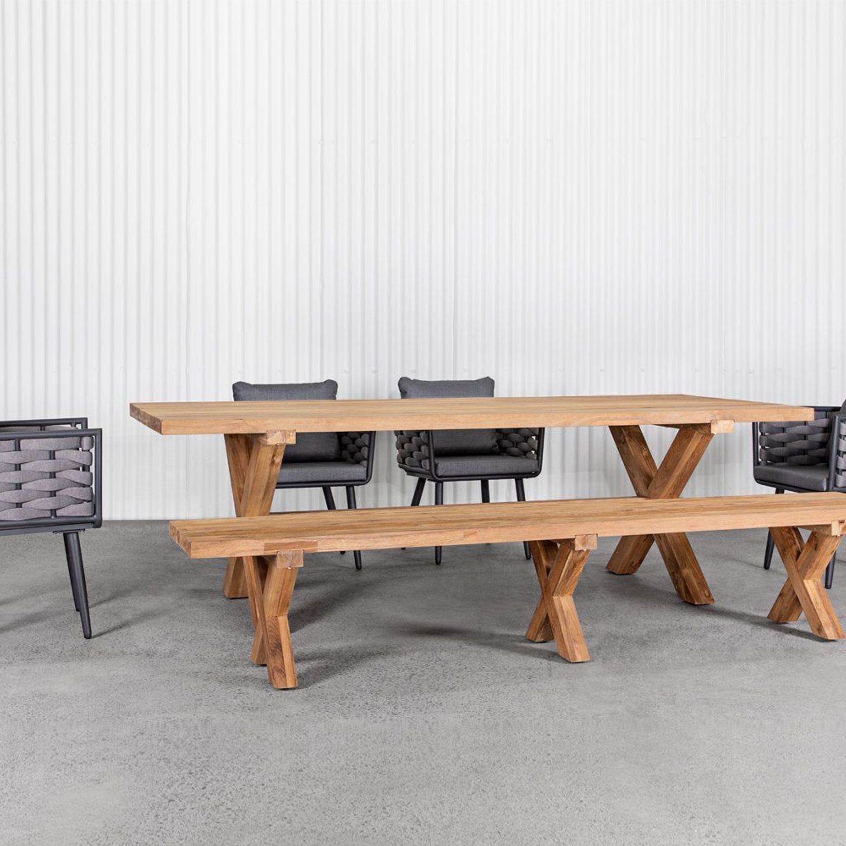 Sovereign Teak X Leg Bench - 250cm gallery detail image