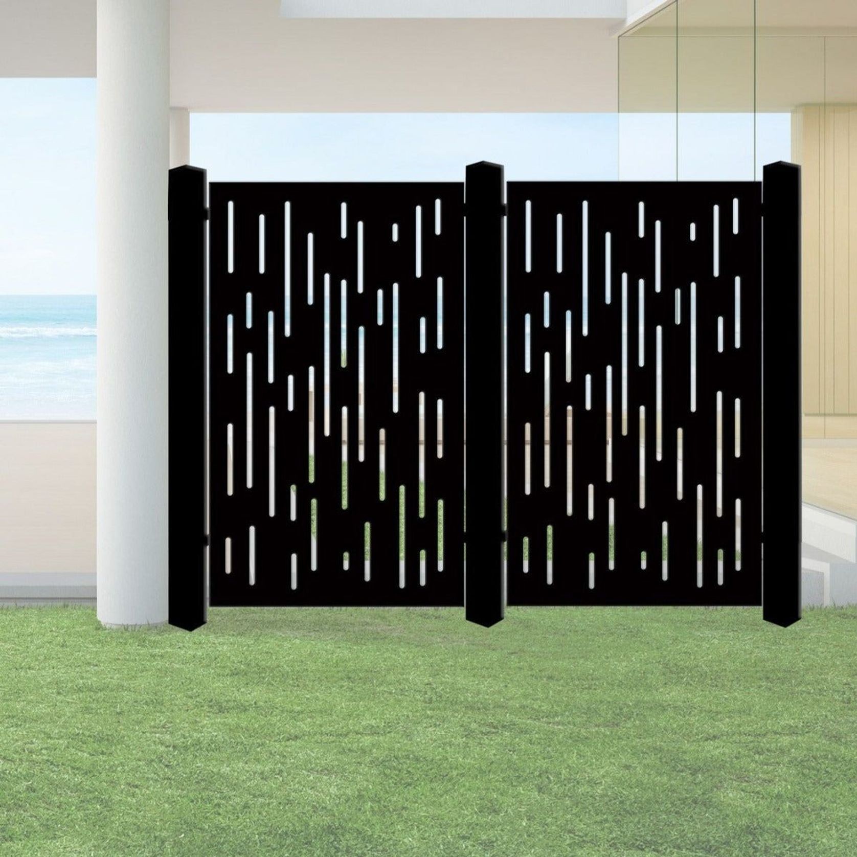 Vertical Lines - Corten Steel & Aluminium Fence Panel gallery detail image