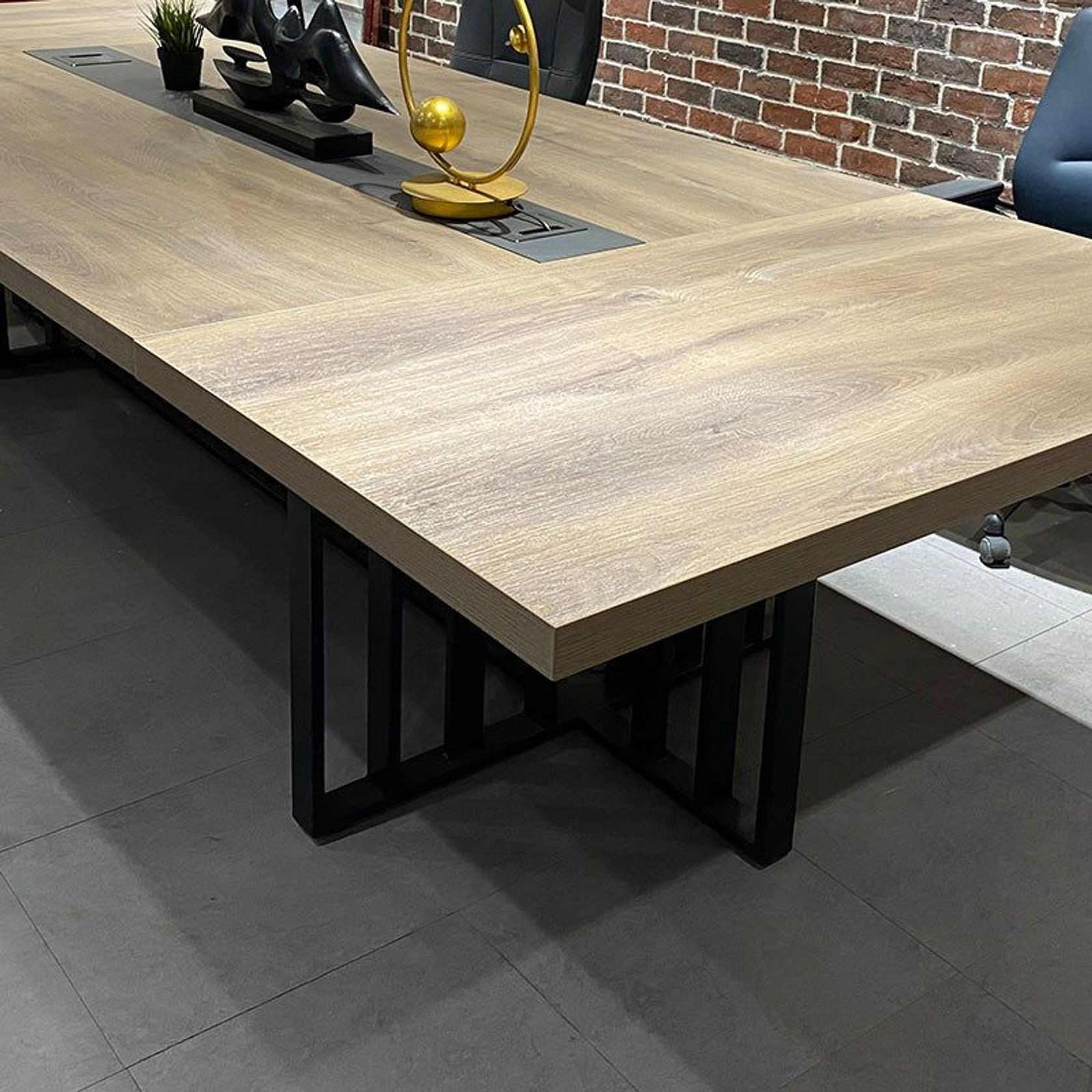 VIDAL Boardroom Table 3.6cm x 1.2m - Warm Oak & Black gallery detail image