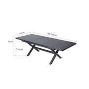 Tuba Outdoor Aluminium Patio Dining Extension Table 180-240 X 100cm gallery detail image
