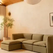 Muro 4 Seater Chaise Sofa - Fossil Eucalyptus gallery detail image