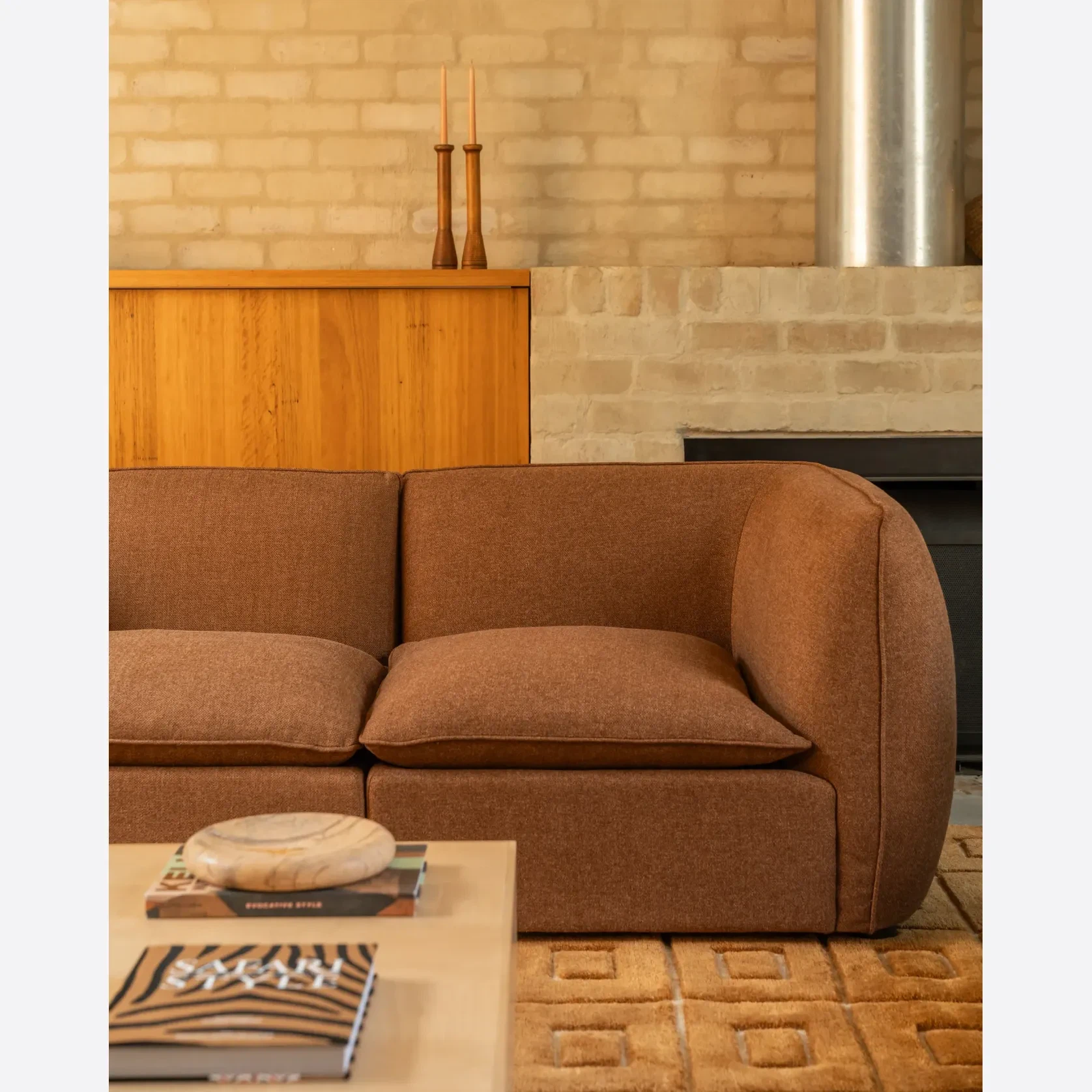 Muro Closed Chaise Sofa - Fossil Chocolate gallery detail image