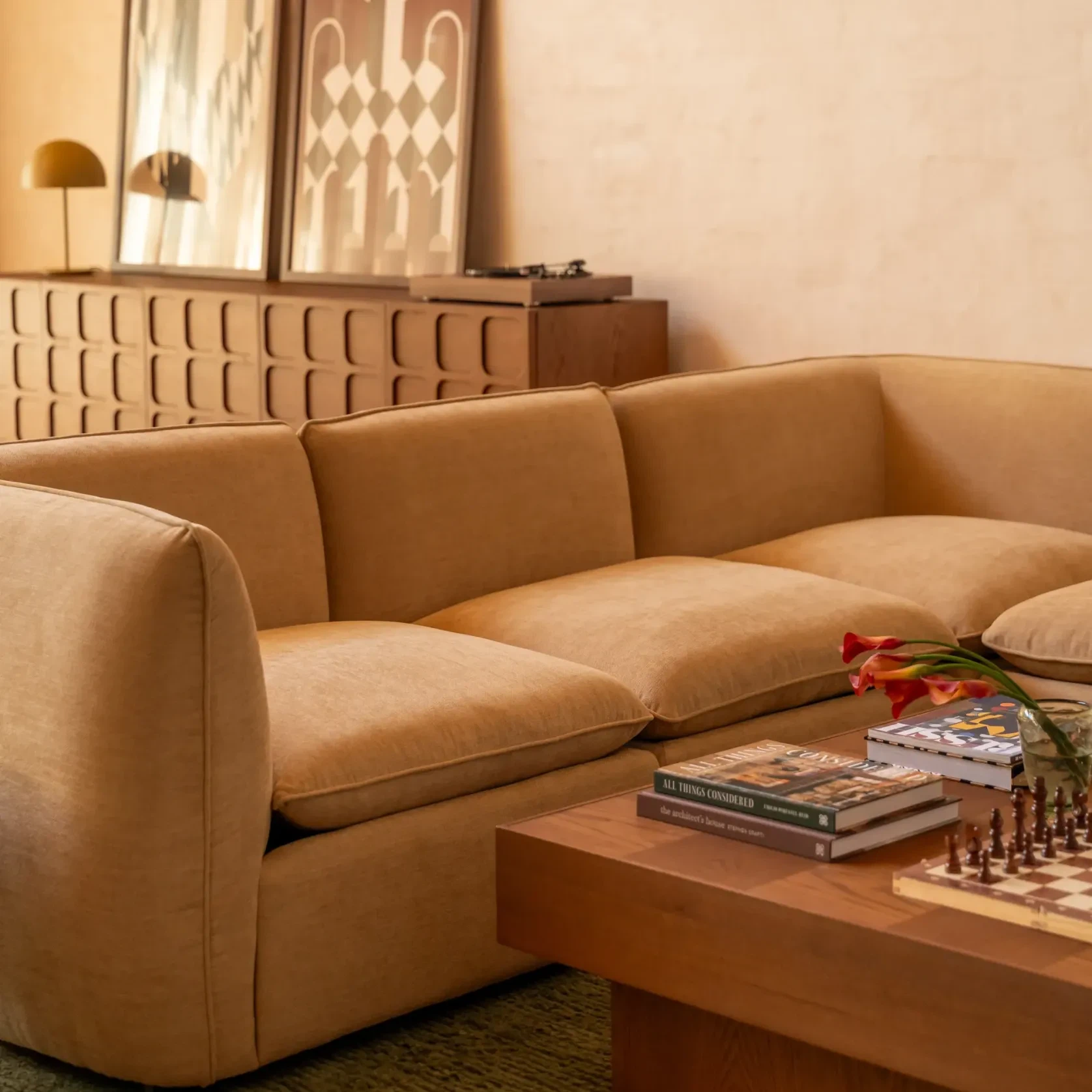 Muro Closed Chaise Sofa - Silas Honey gallery detail image