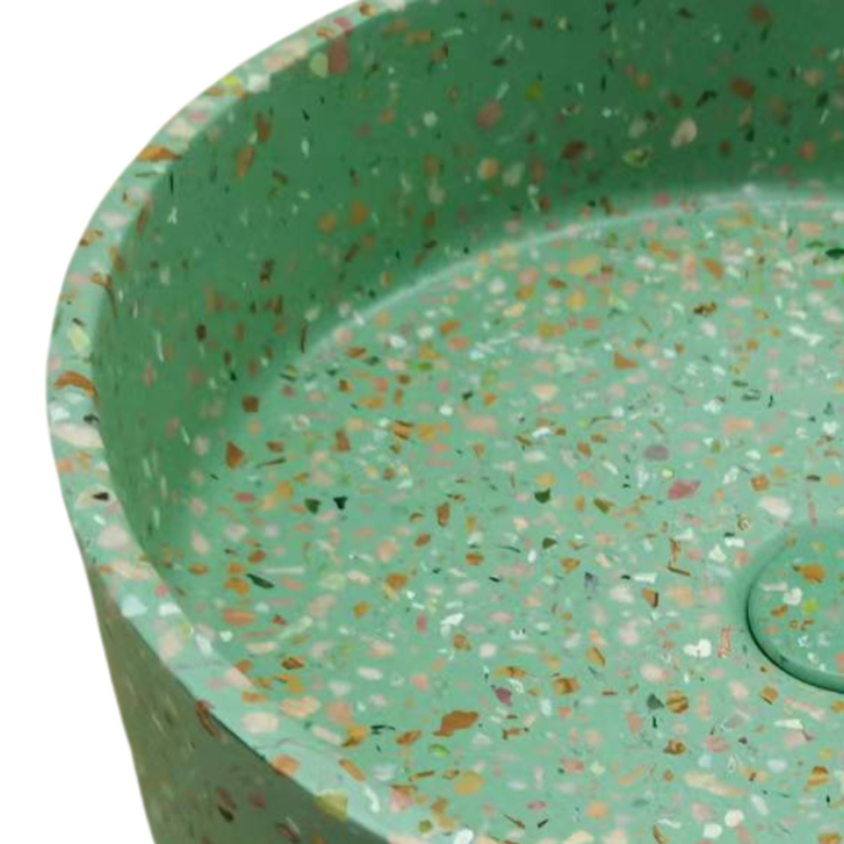 Terrazzo mint green concrete 'Sol' round 390mm basin gallery detail image