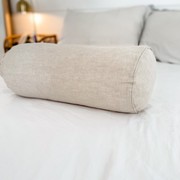 100% French Flax Linen Feather filled Bolster Cushion- Natural Oat gallery detail image