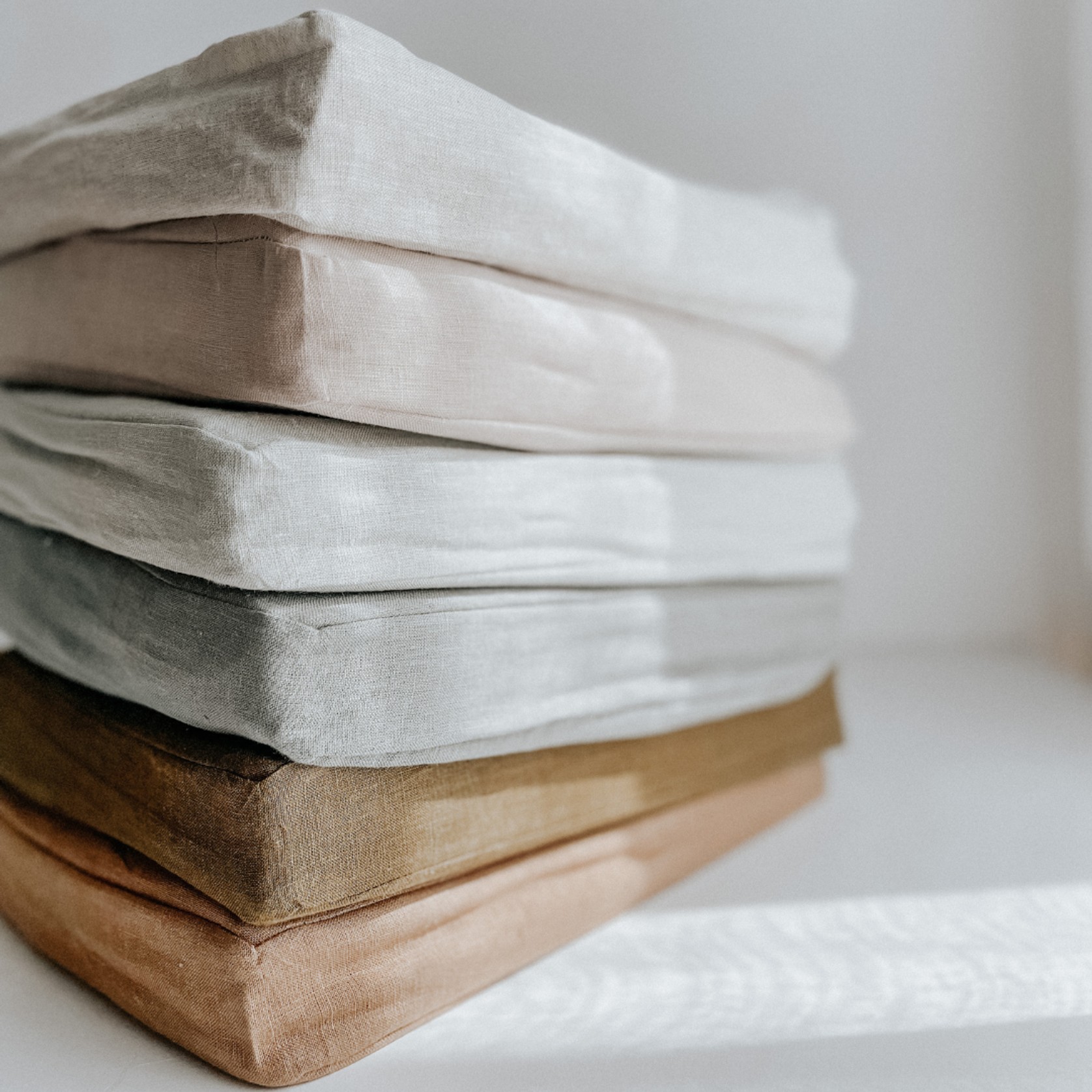 100% French Flax Linen fitted Cot Sheet- Latte gallery detail image
