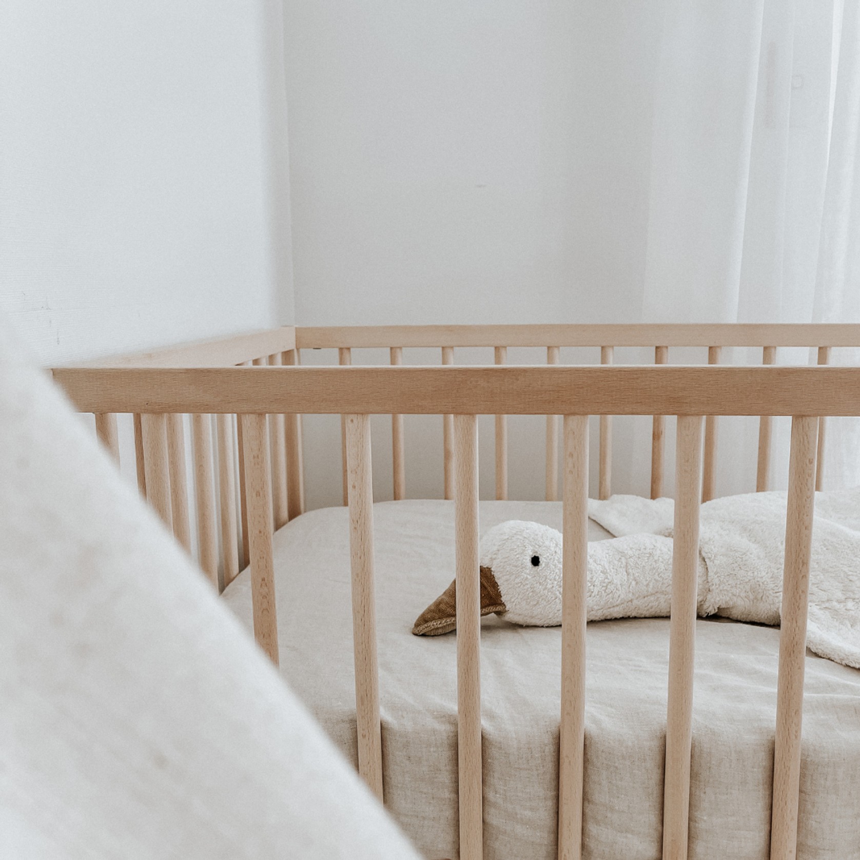 100% French Flax Linen fitted Cot Sheet- Natural Oat gallery detail image