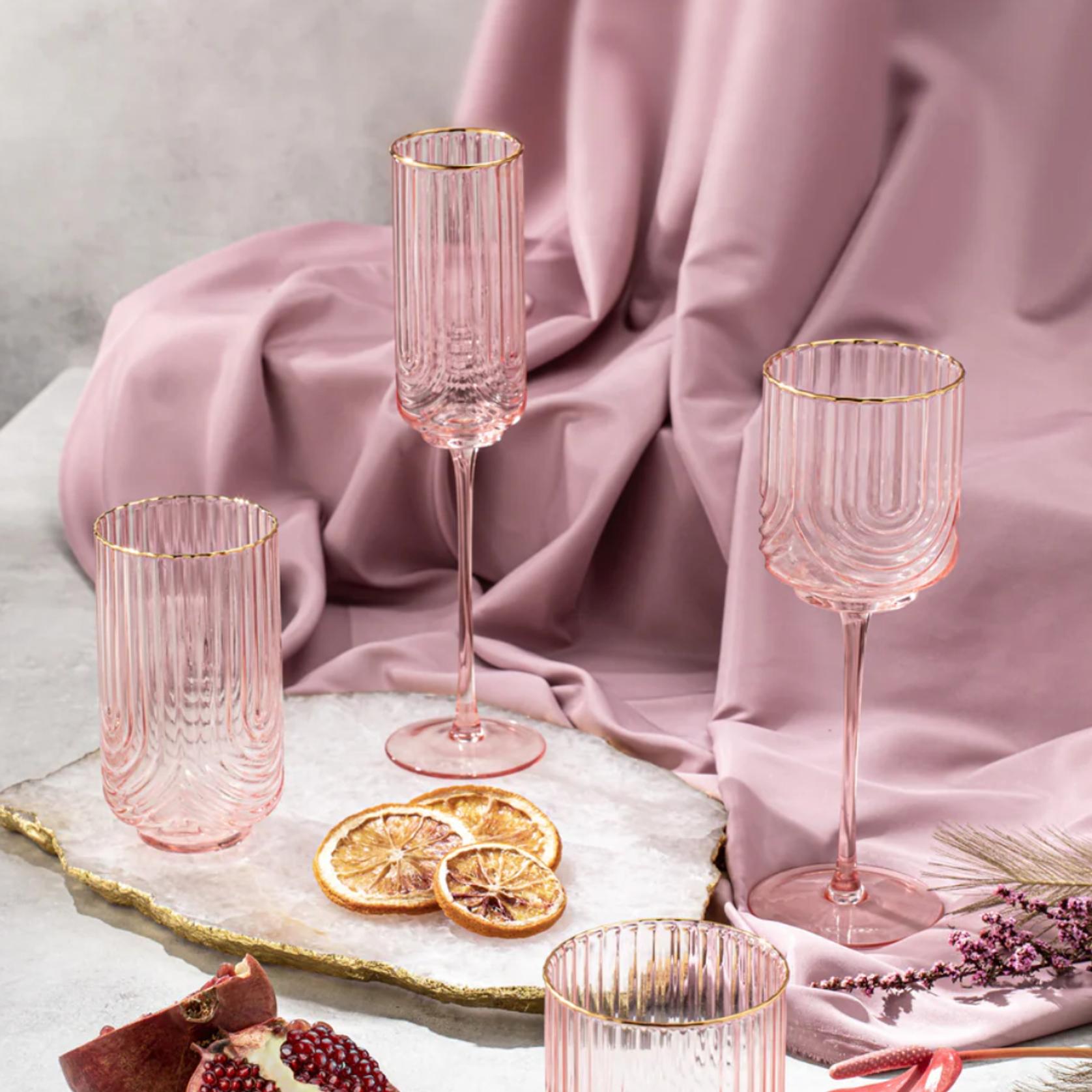 Florence Pink Wine Glass- Set of 2 gallery detail image