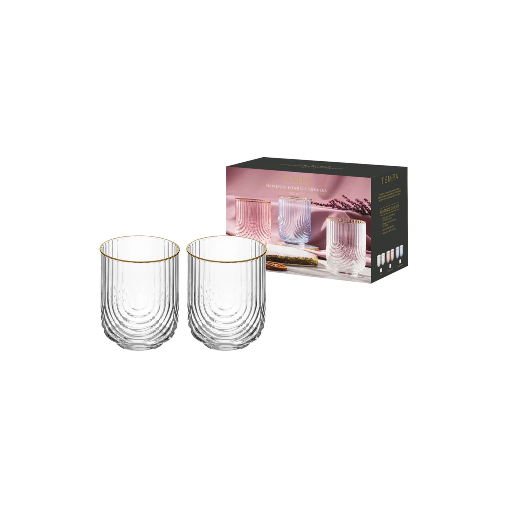Florence Clear Lowball Glass- Set of 2 gallery detail image