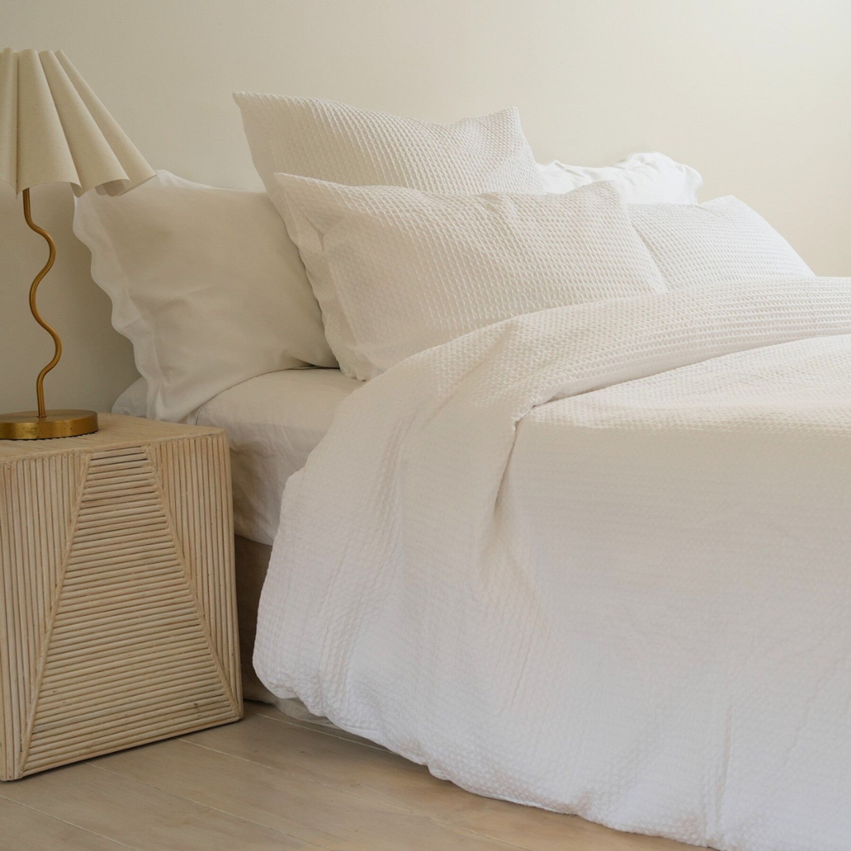 100% Cotton Waffle Euro Pillowcase- White gallery detail image