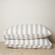 100% Stonewashed Cotton Pillowcase Pair- Sage Stripe gallery detail image
