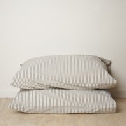 100% Stonewashed Cotton Pillowcase Pair- Olive Stripe gallery detail image