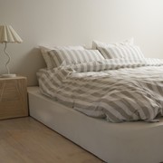 100% Stonewashed Cotton Duvet Set- Sage Stripe gallery detail image