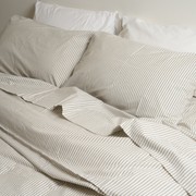 100% Stonewashed Cotton Duvet Set- Olive Stripe gallery detail image